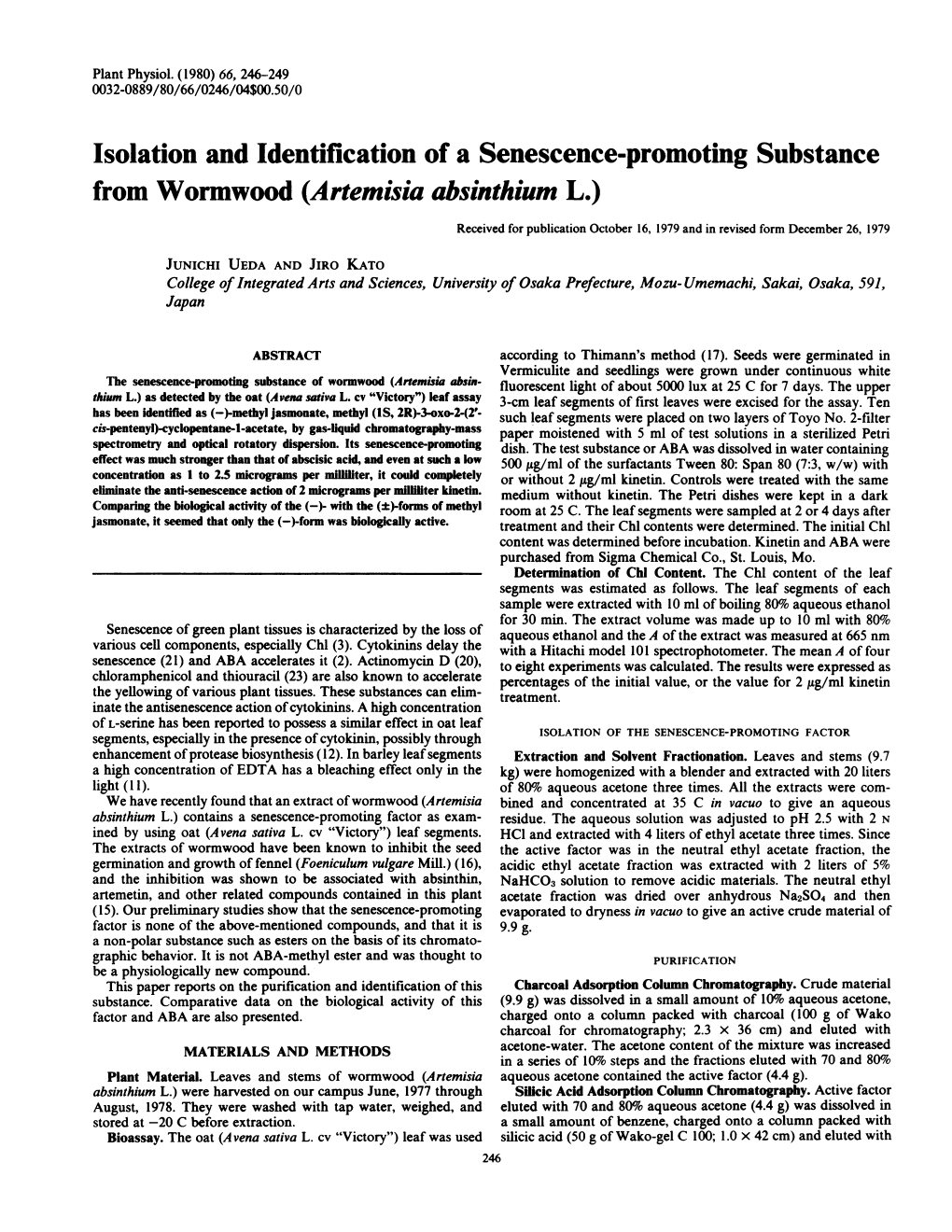 Isolation and Identification of a Senescence-Promoting Substance