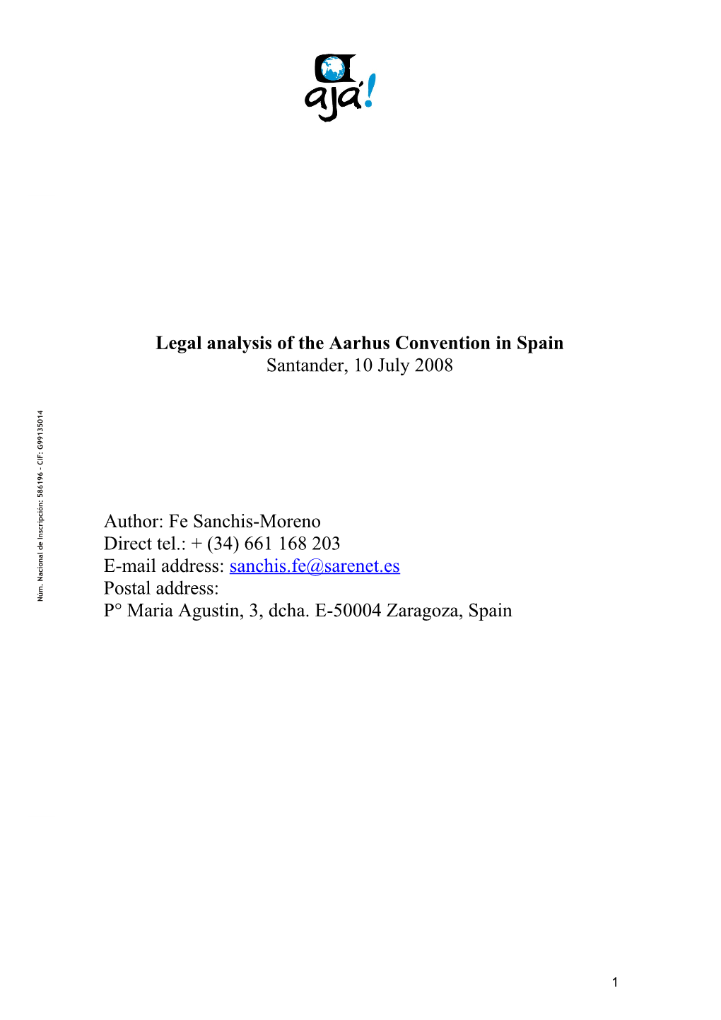 Legal Analysis of the Aarhus Convention in Spain