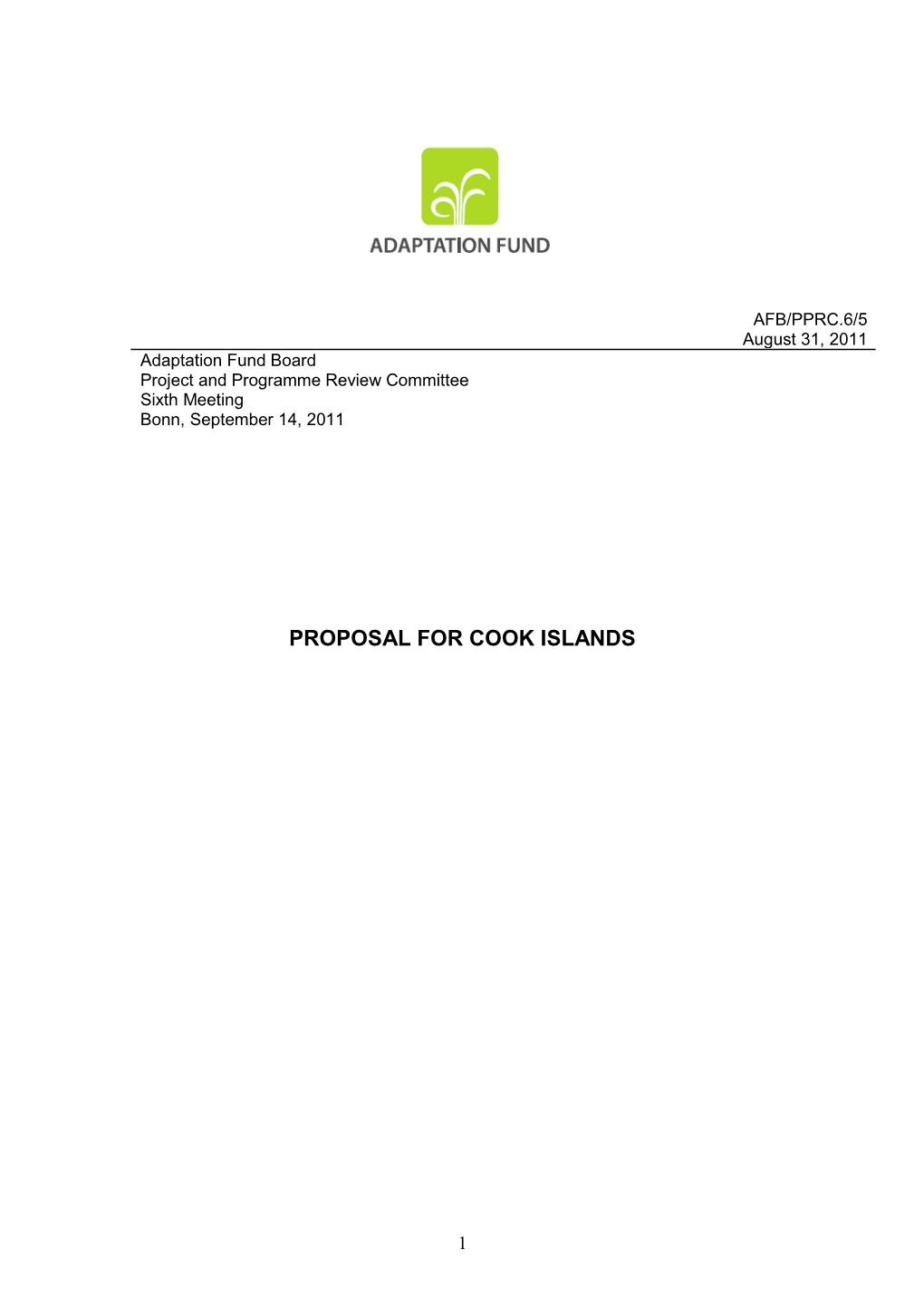 Proposal for Cook Islands