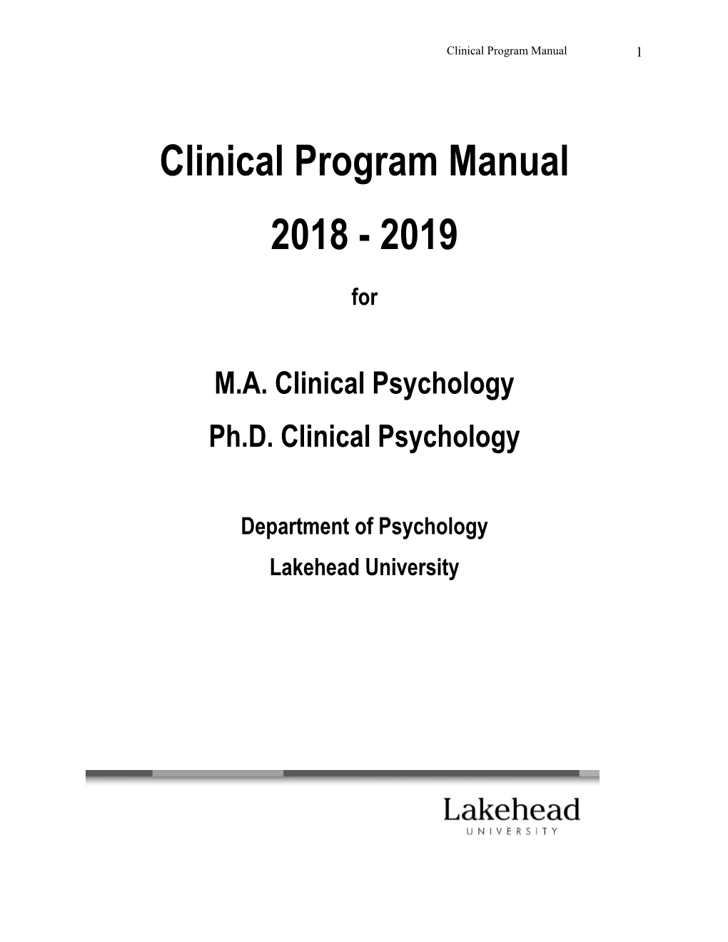 Clinical Program Manual 2018