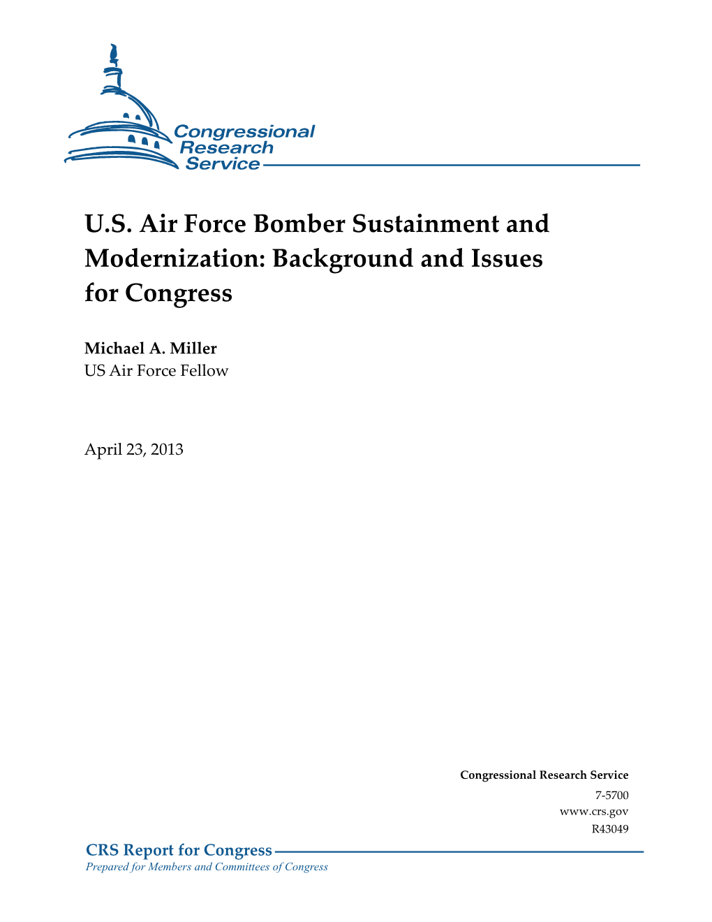 US Air Force Bomber Sustainment and Modernization