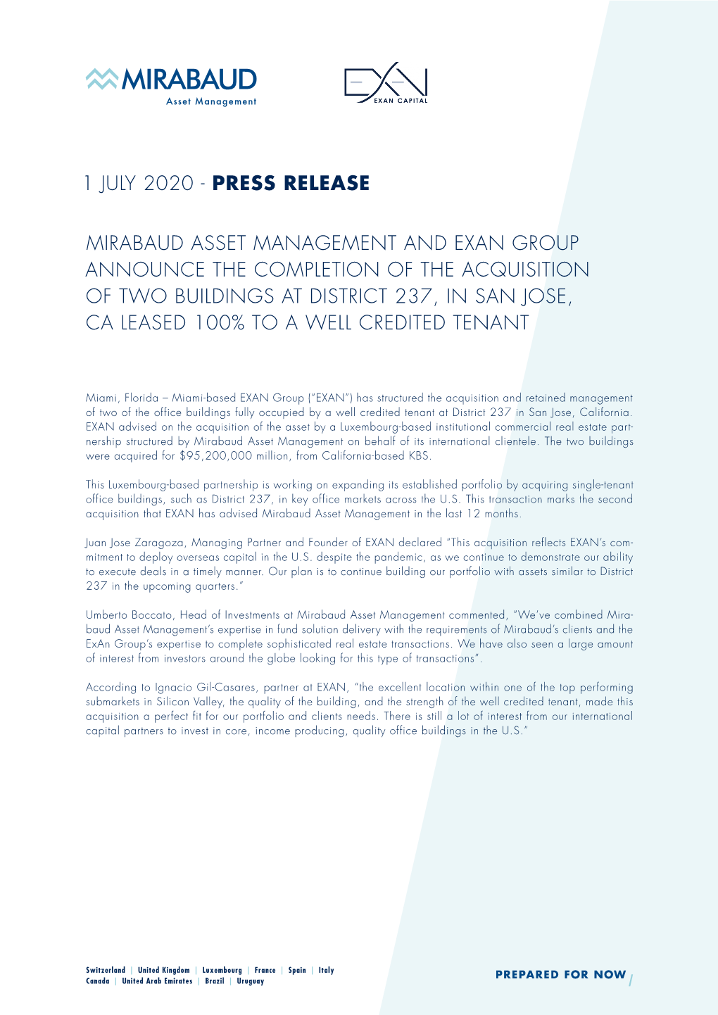 1 July 2020 - Press Release