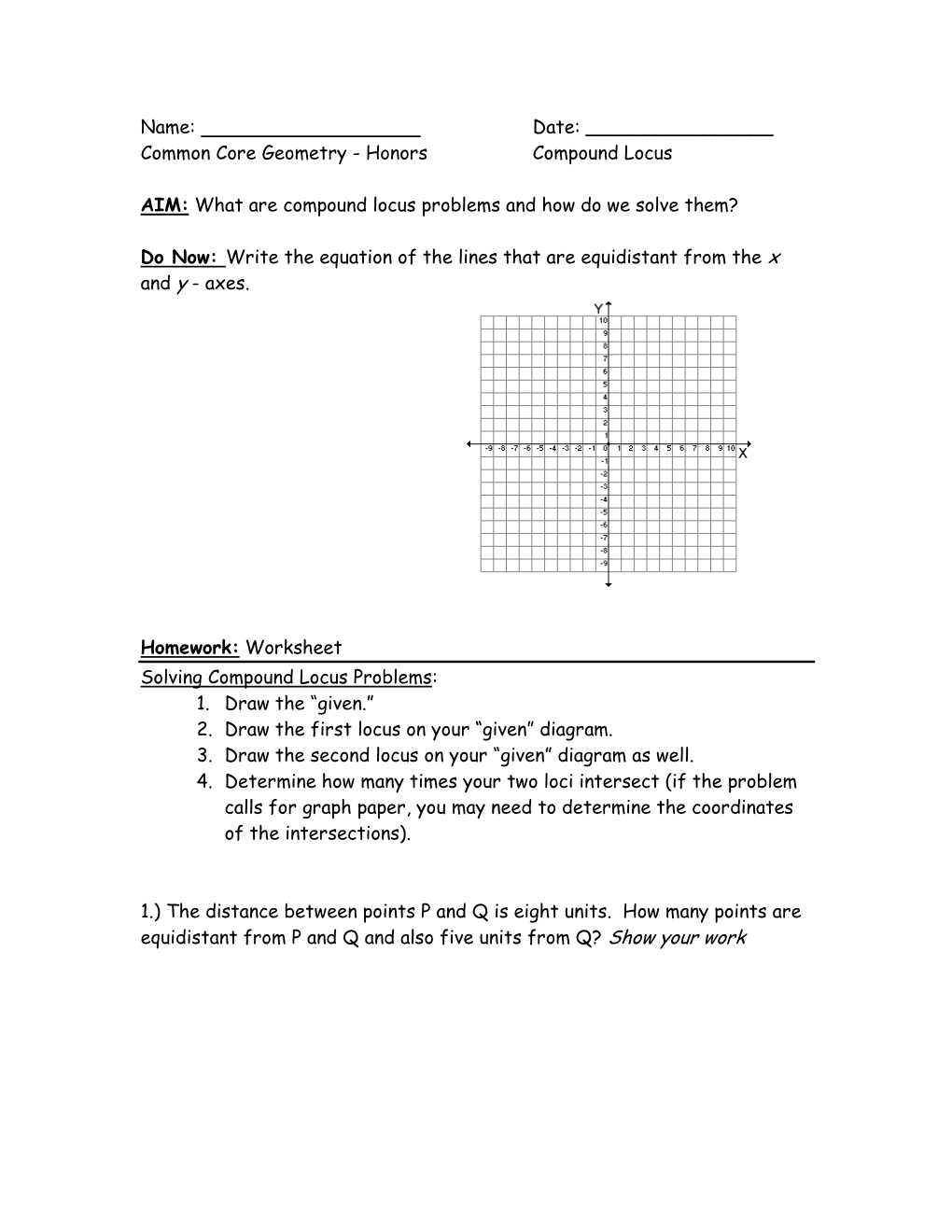 Common Core Geometry - Honors Compound Locus