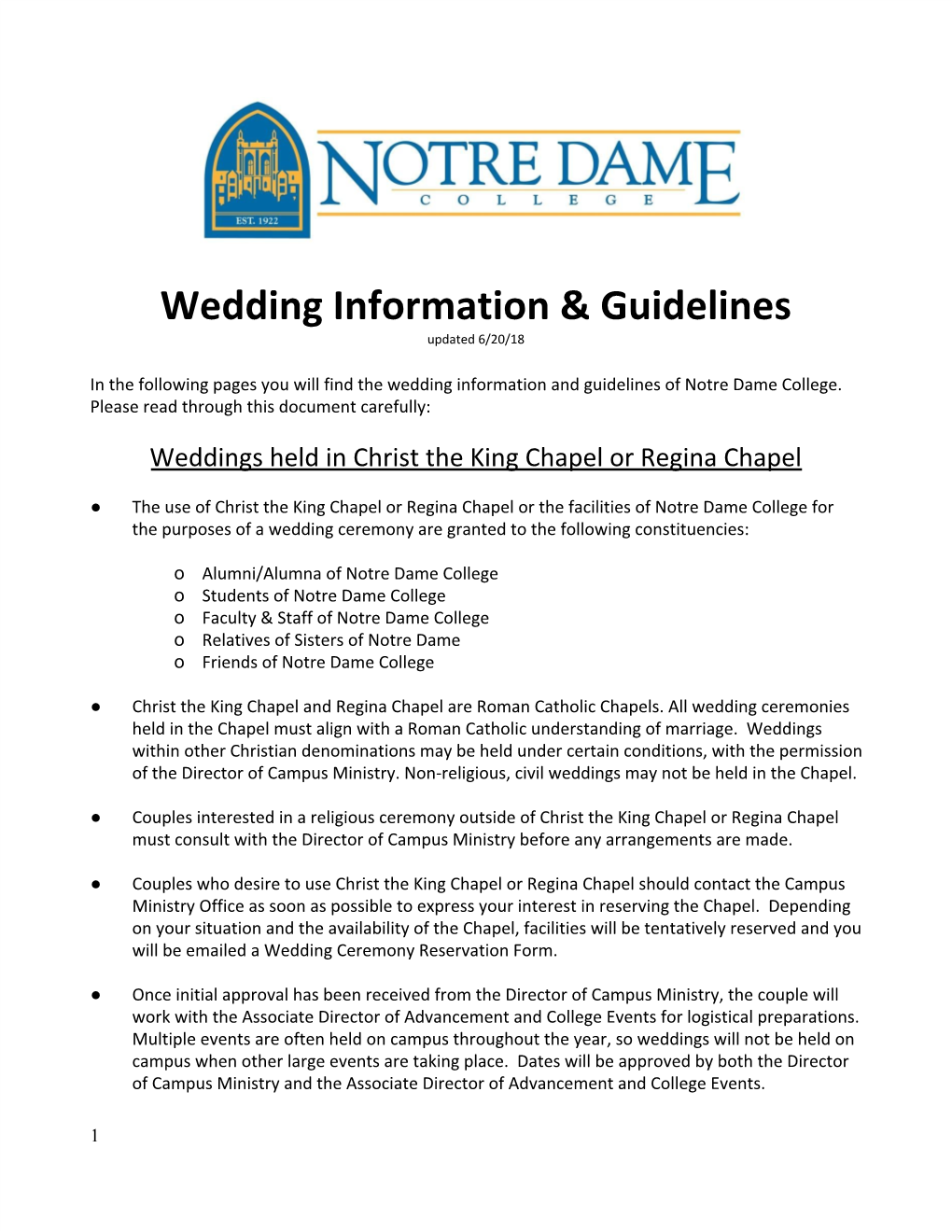 Wedding Information & Guidelines