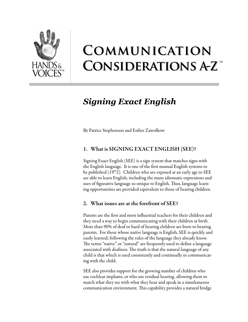 Signing Exact English