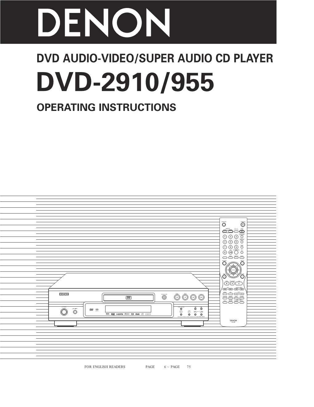 Dvd-2910/955 Operating Instructions