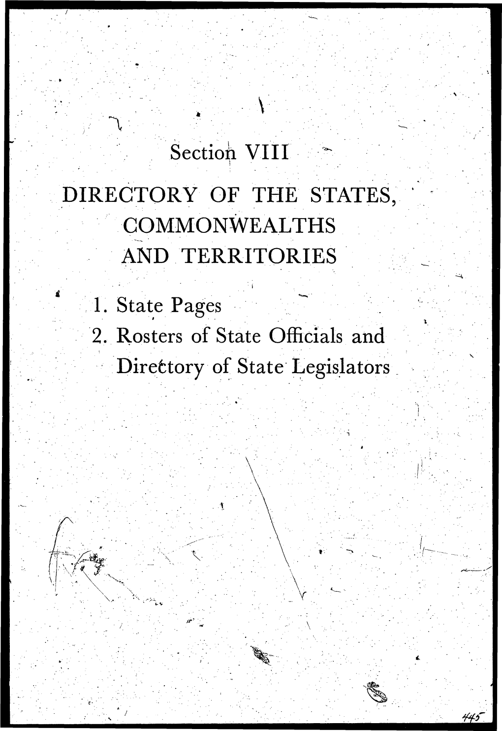 Sectioii VIII DIRECTORY of the STATES, COMMONWEALTHS and TERRITORIES