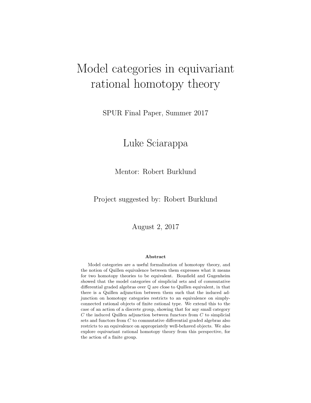 Model Categories in Equivariant Rational Homotopy Theory