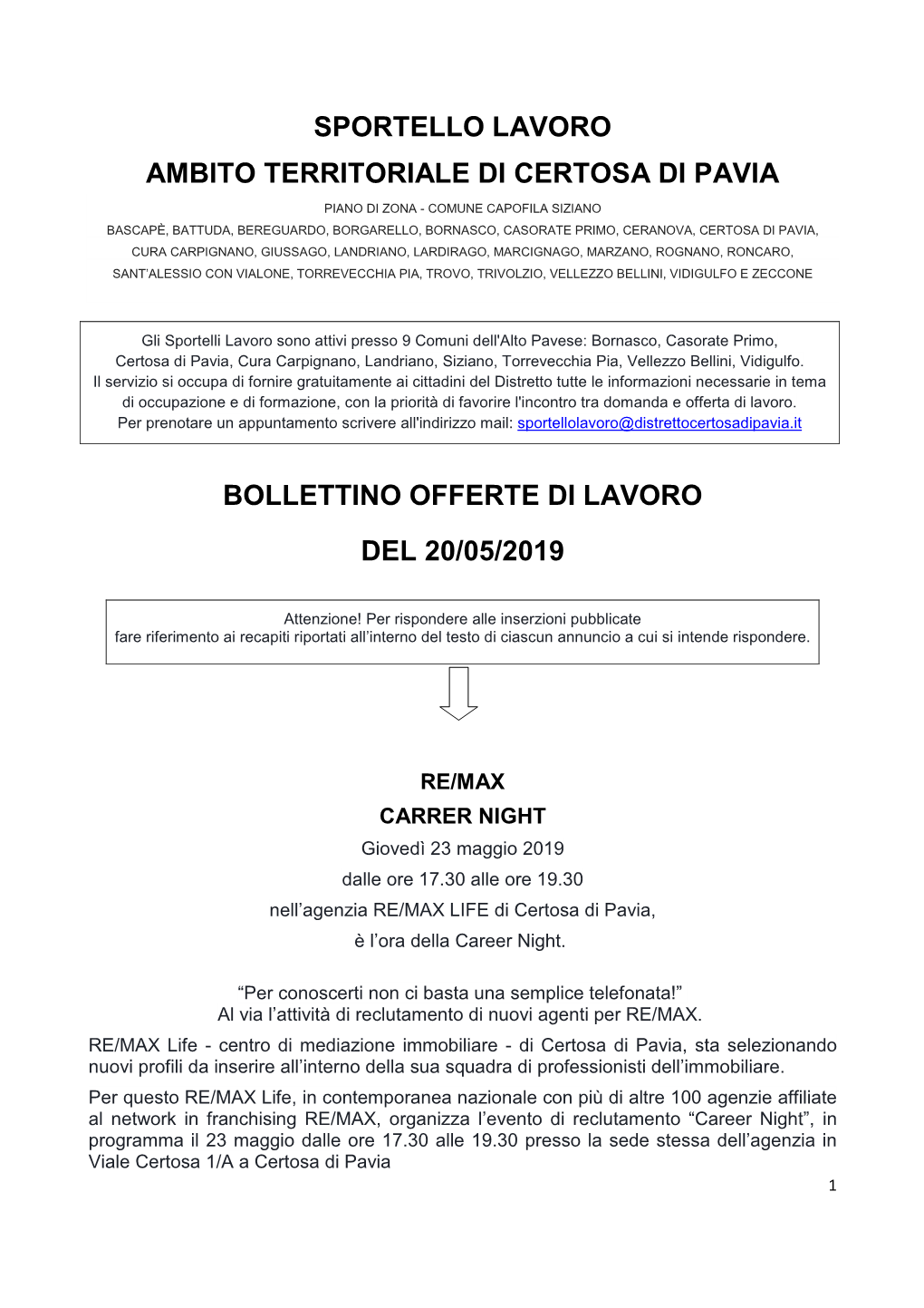 Bollettino Lavoro 23.04.19