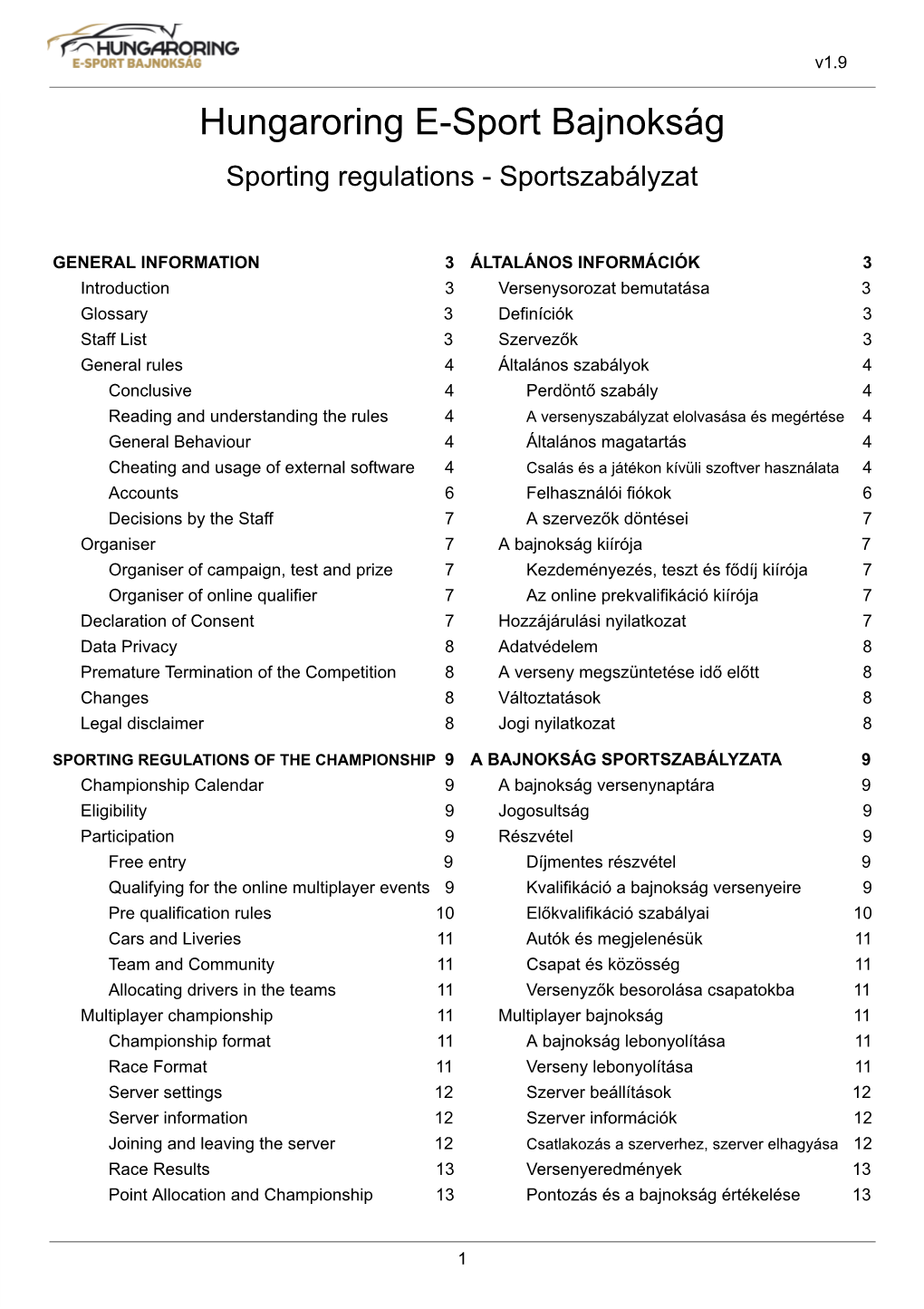 Hungaroring E-Sport Bajnokság Sporting Regulations - Sportszabályzat