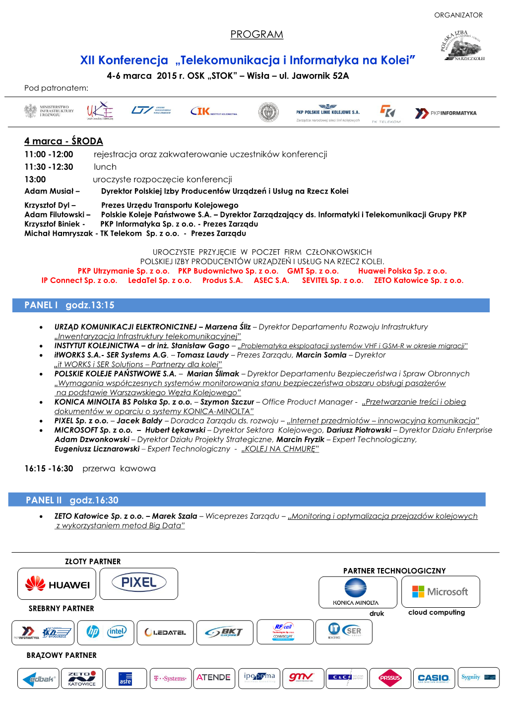 XII Konferencja „Telekomunikacja I Informatyka Na Kolei״