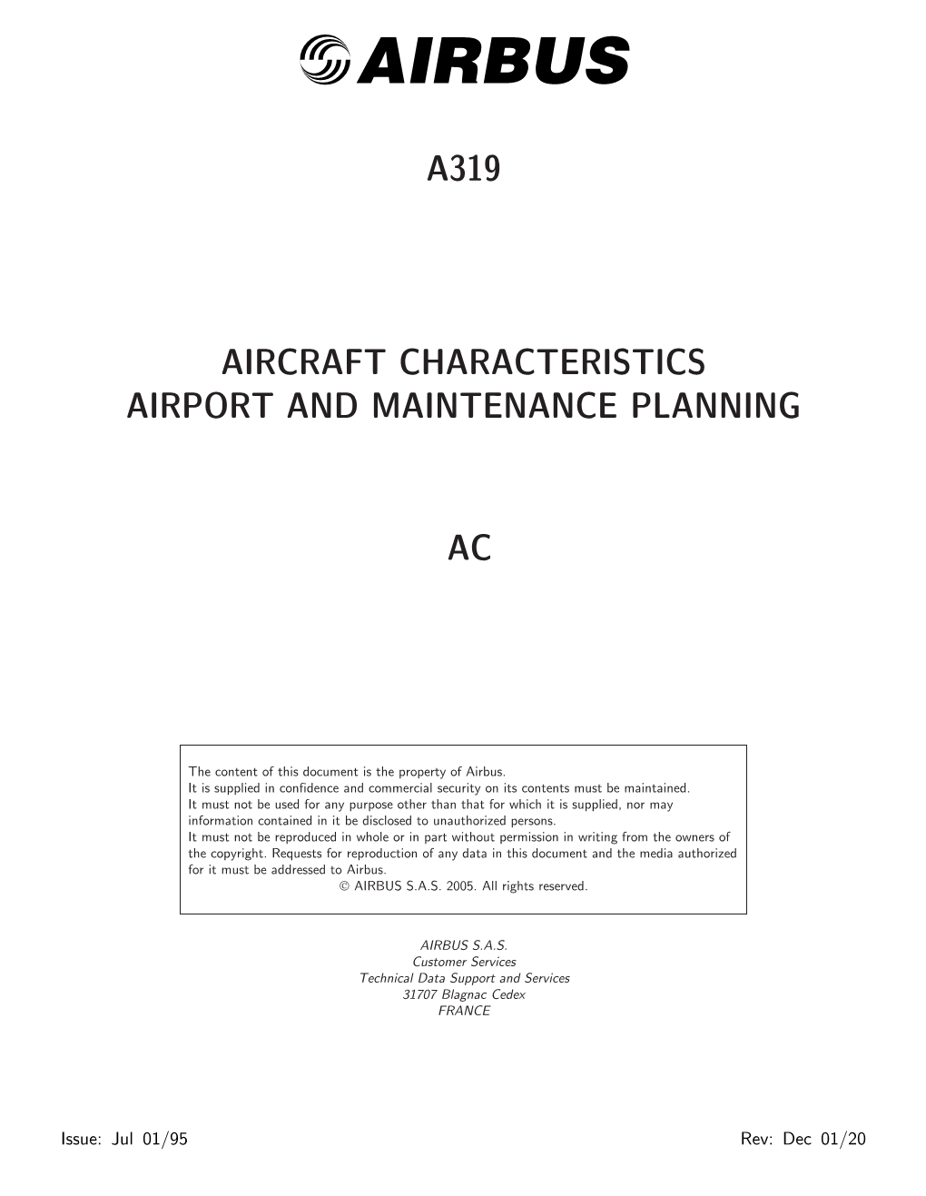 A319 Aircraft Characteristics Airport and Maintenance Planning Ac
