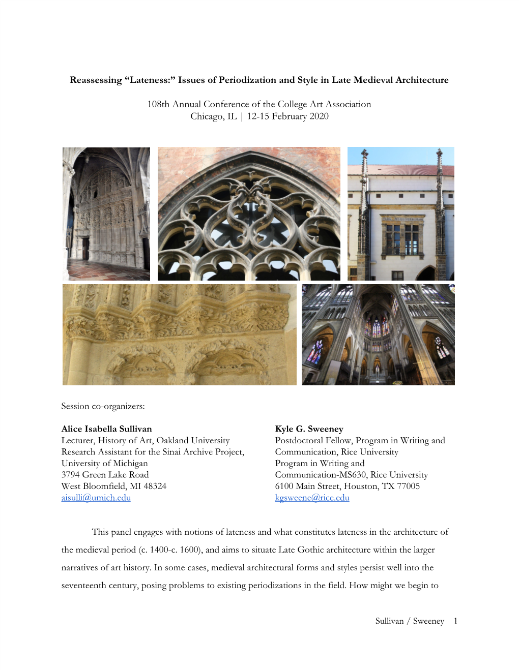 Reassessing “Lateness:” Issues of Periodization and Style in Late Medieval Architecture