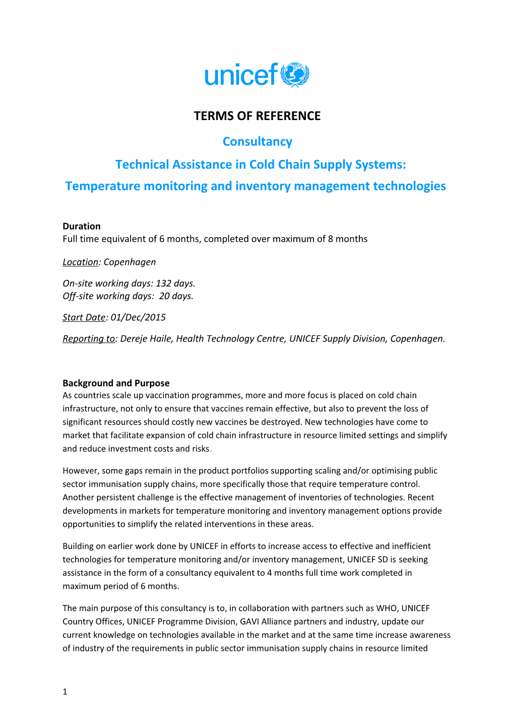 Technical Assistance in Cold Chain Supply Systems s1