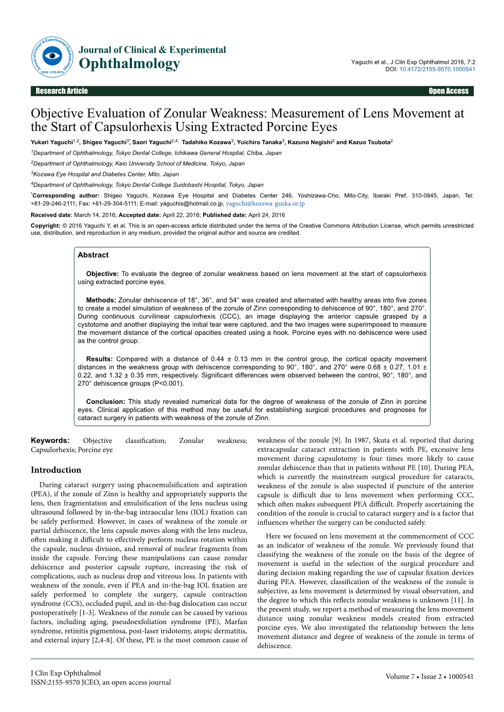 Objective Evaluation of Zonular Weakness: Measurement of Lens