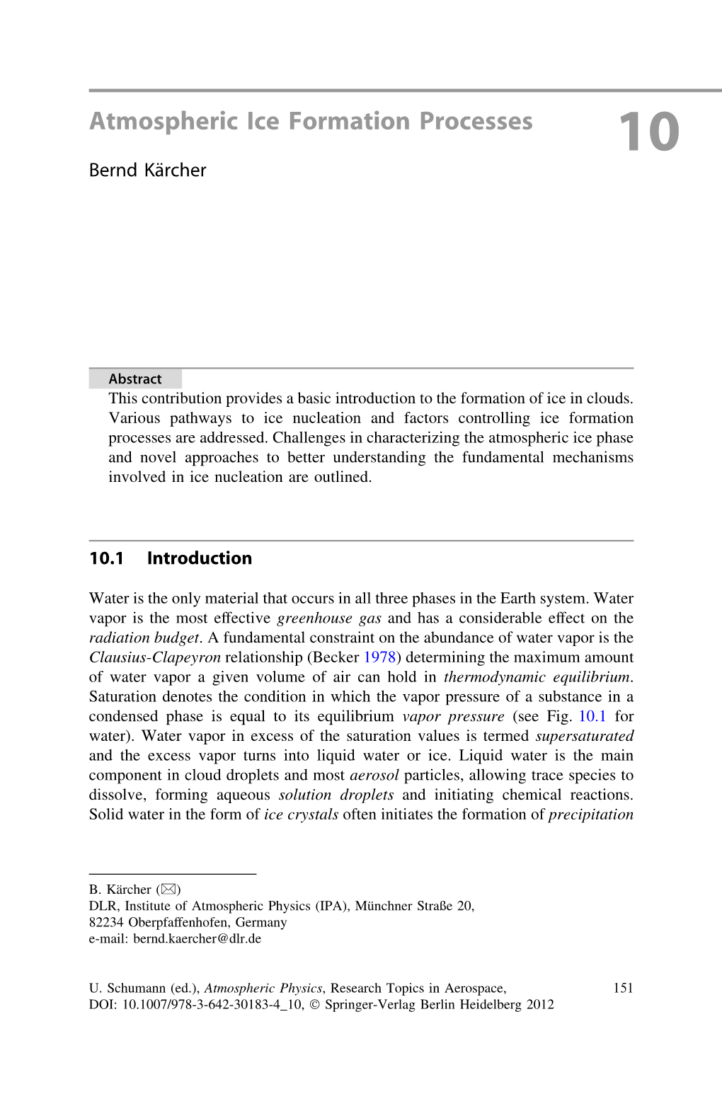 Atmospheric Ice Formation Processes 10 Bernd Ka¨Rcher