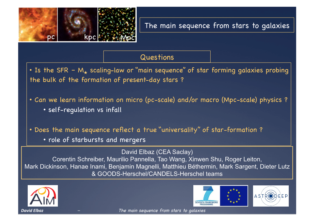 Questions the Main Sequence from Stars to Galaxies Pc Kpc