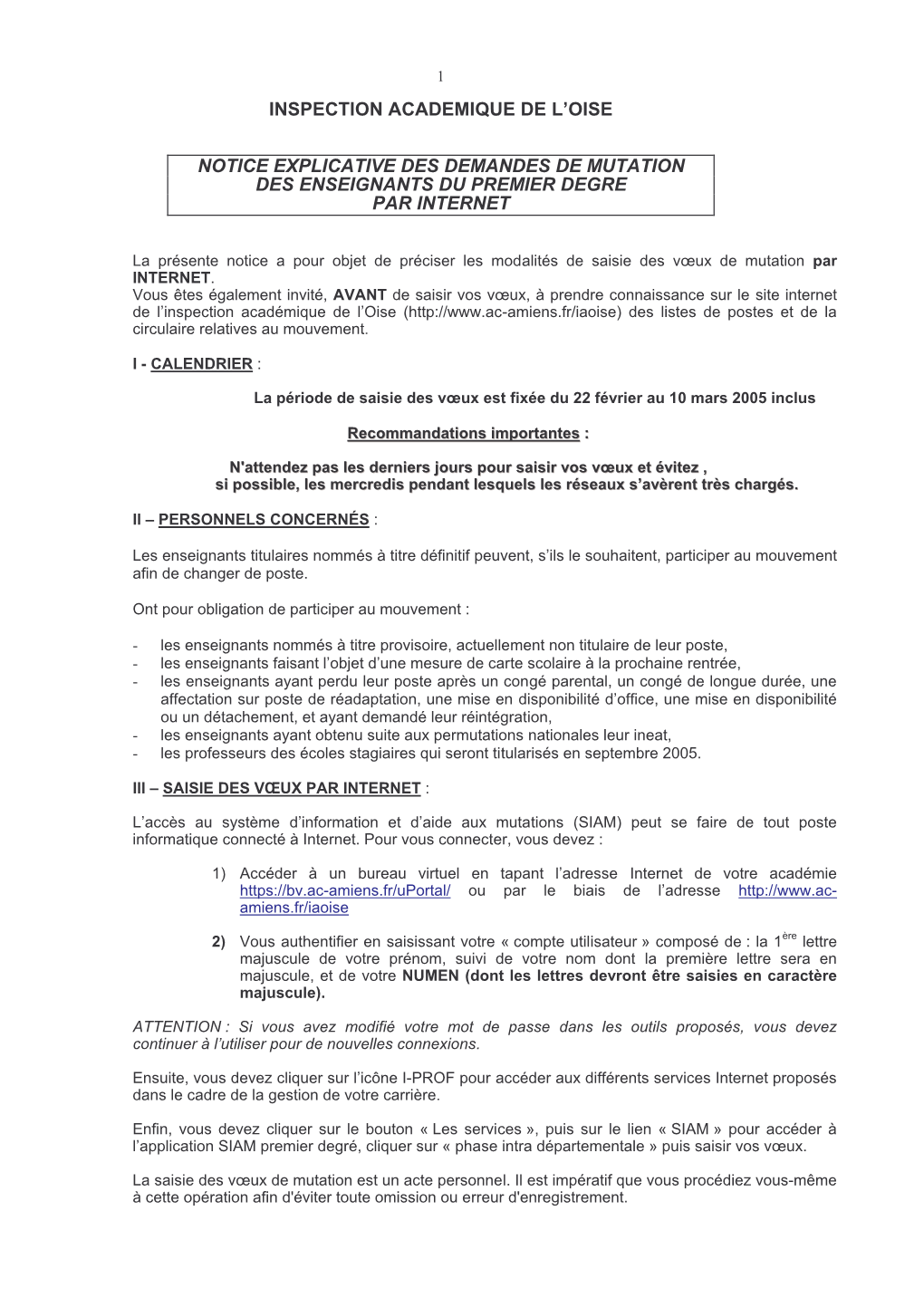 Inspection Academique De L'oise Notice Explicative Des
