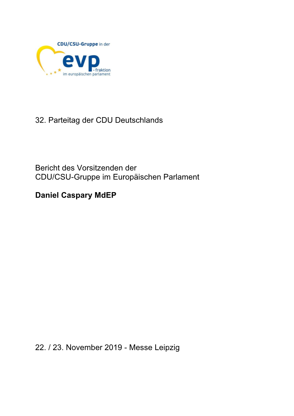32. Parteitag Der CDU Deutschlands Bericht Des Vorsitzenden Der CDU