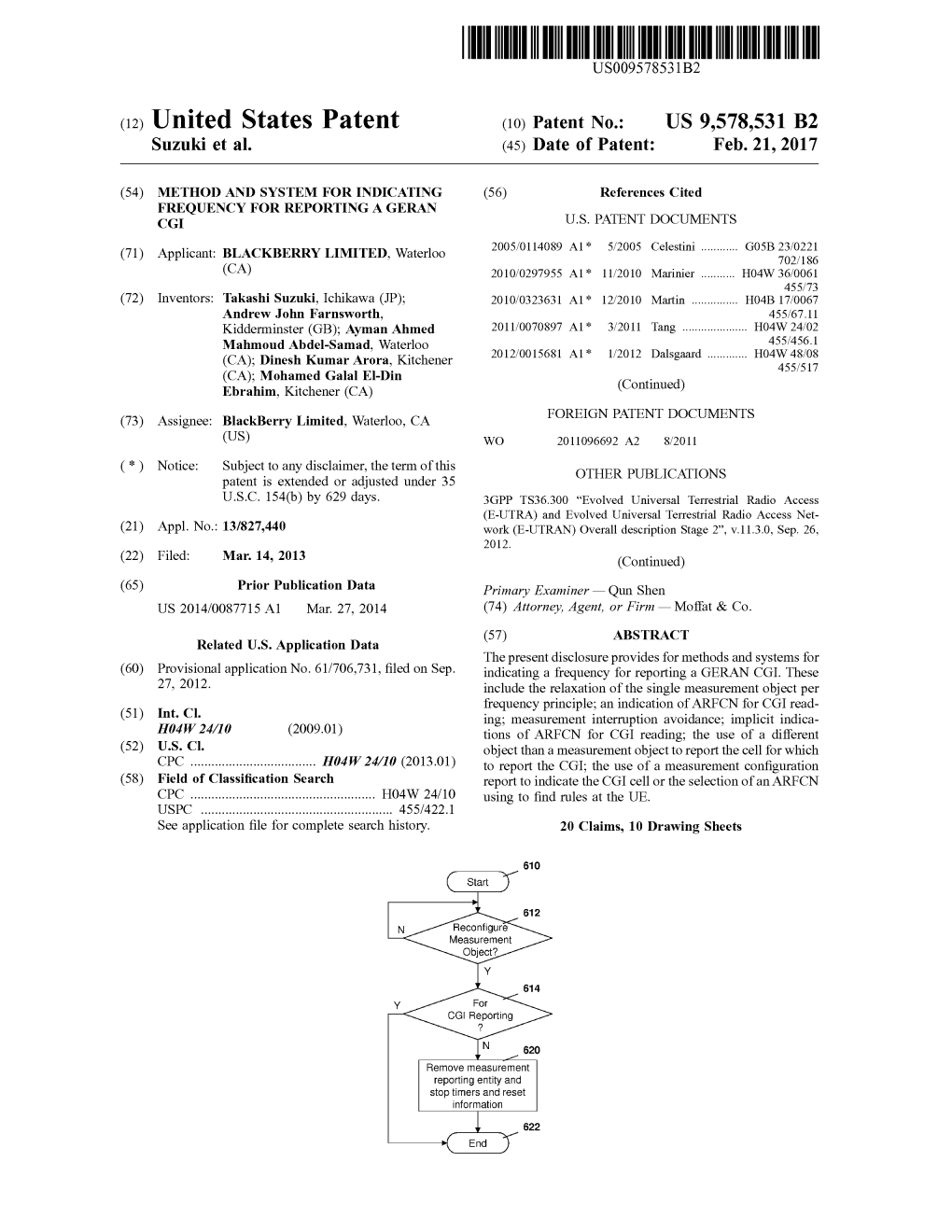 (12) United States Patent (10) Patent No.: US 9,578,531 B2 Suzuki Et Al