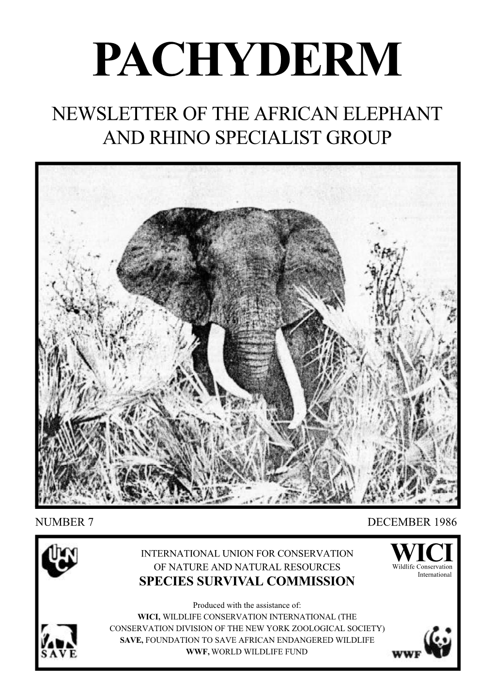 Pachyderm Newsletter of the African Elephant and Rhino Specialist Group