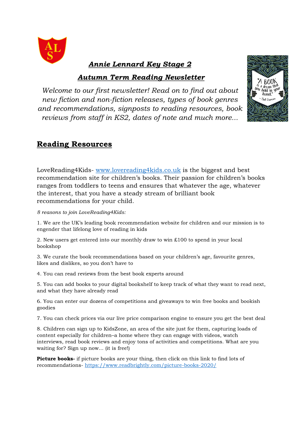 Reading Newsletter Ks2 58437