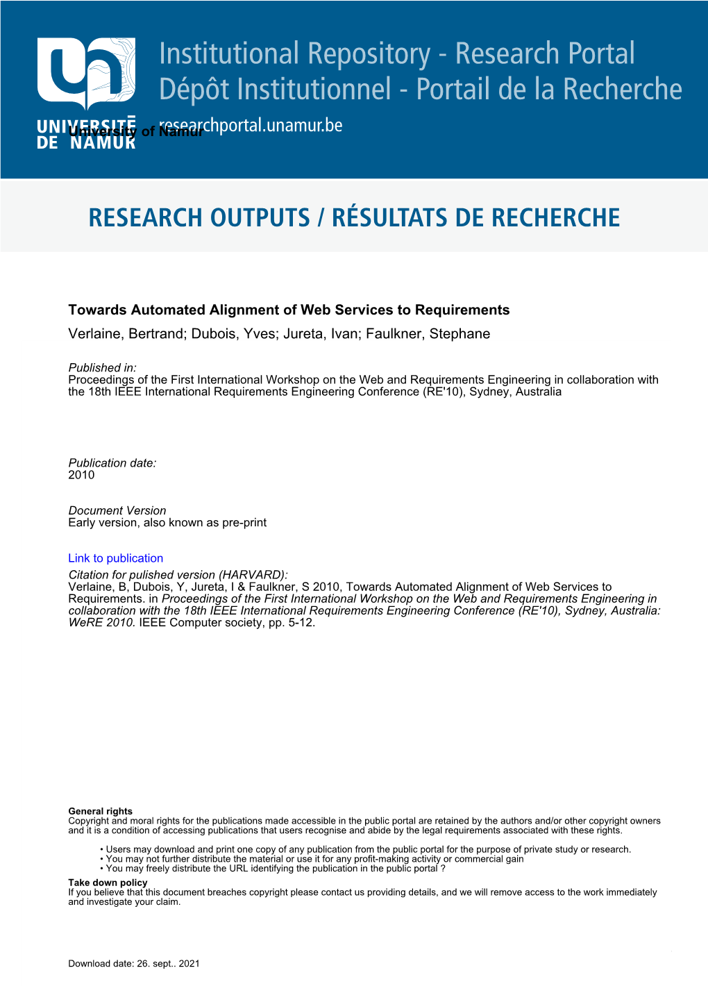 Institutional Repository - Research Portal Dépôt Institutionnel - Portail De La Recherche