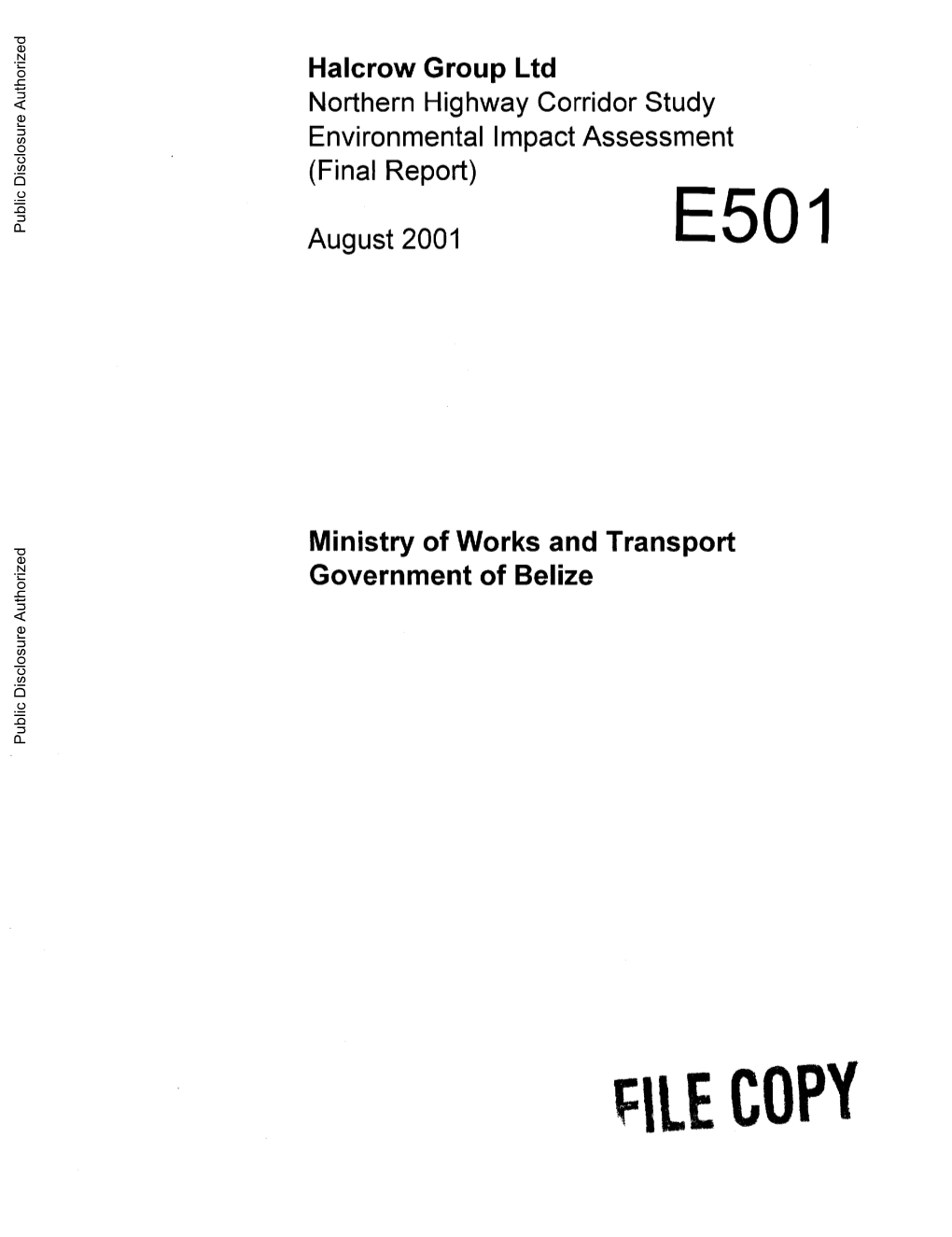 Halcrow Group Ltd Northern Highway Corridor Study Environmentalimpact Assessment (Final Report)