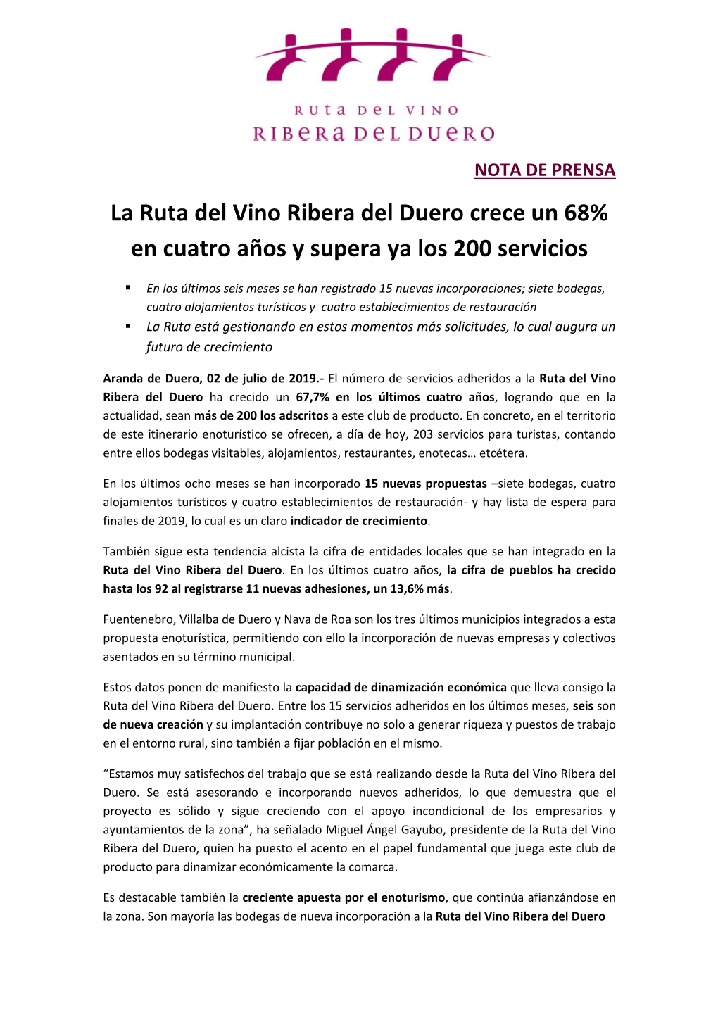 La Ruta Del Vino Ribera Del Duero Crece Un 68% En Cuatro Años Y Supera Ya Los 200 Servicios