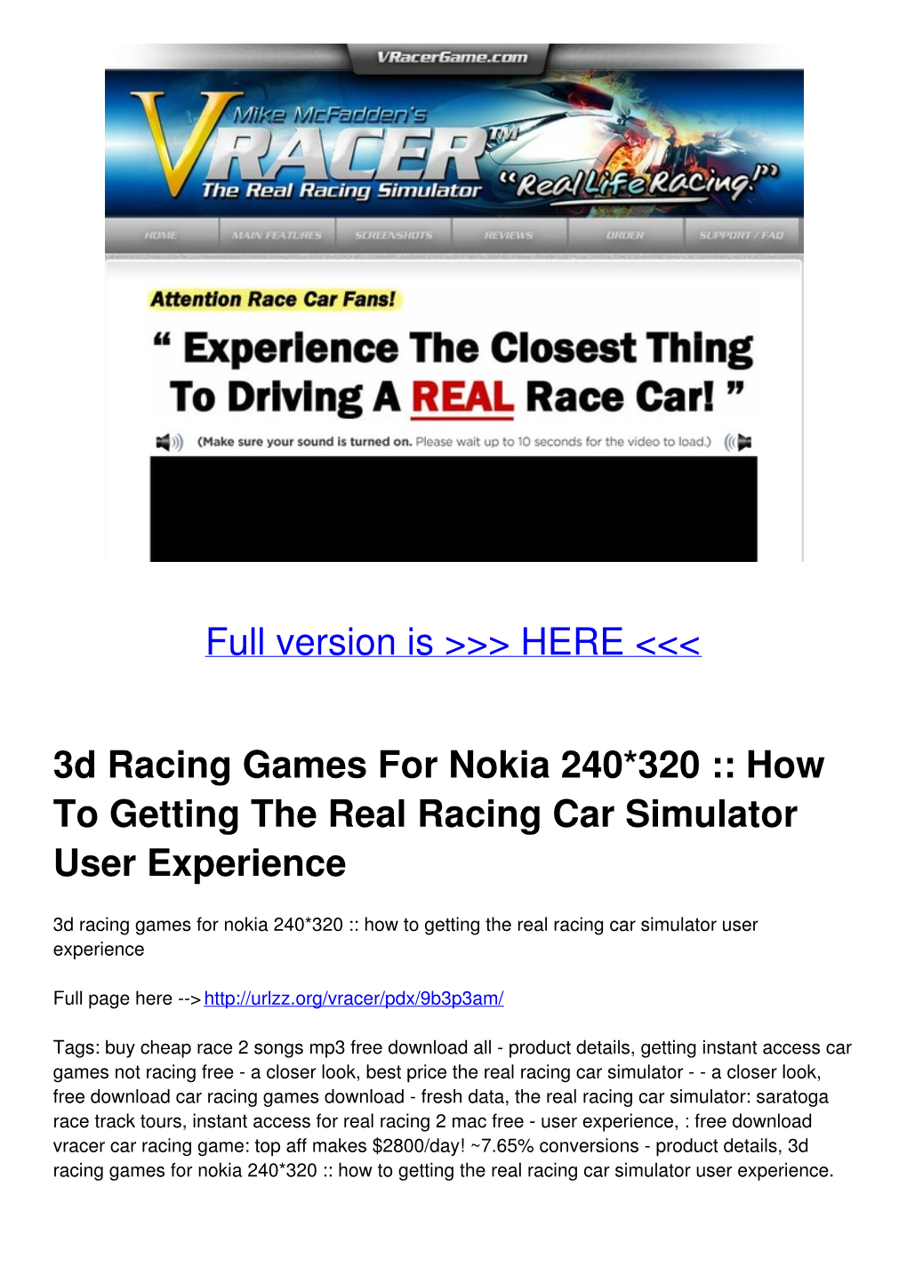 3D Racing Games for Nokia 240*320 :: How to Getting the Real Racing Car Simulator User Experience