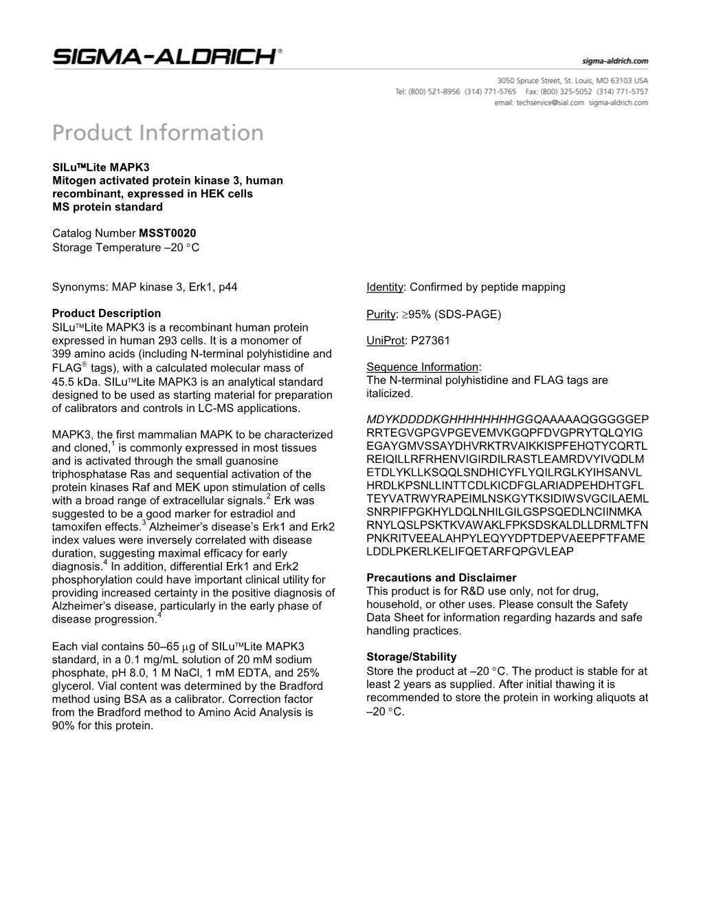 Silulite MAPK3, Mitogen Activated Protein Kinase 3, Human