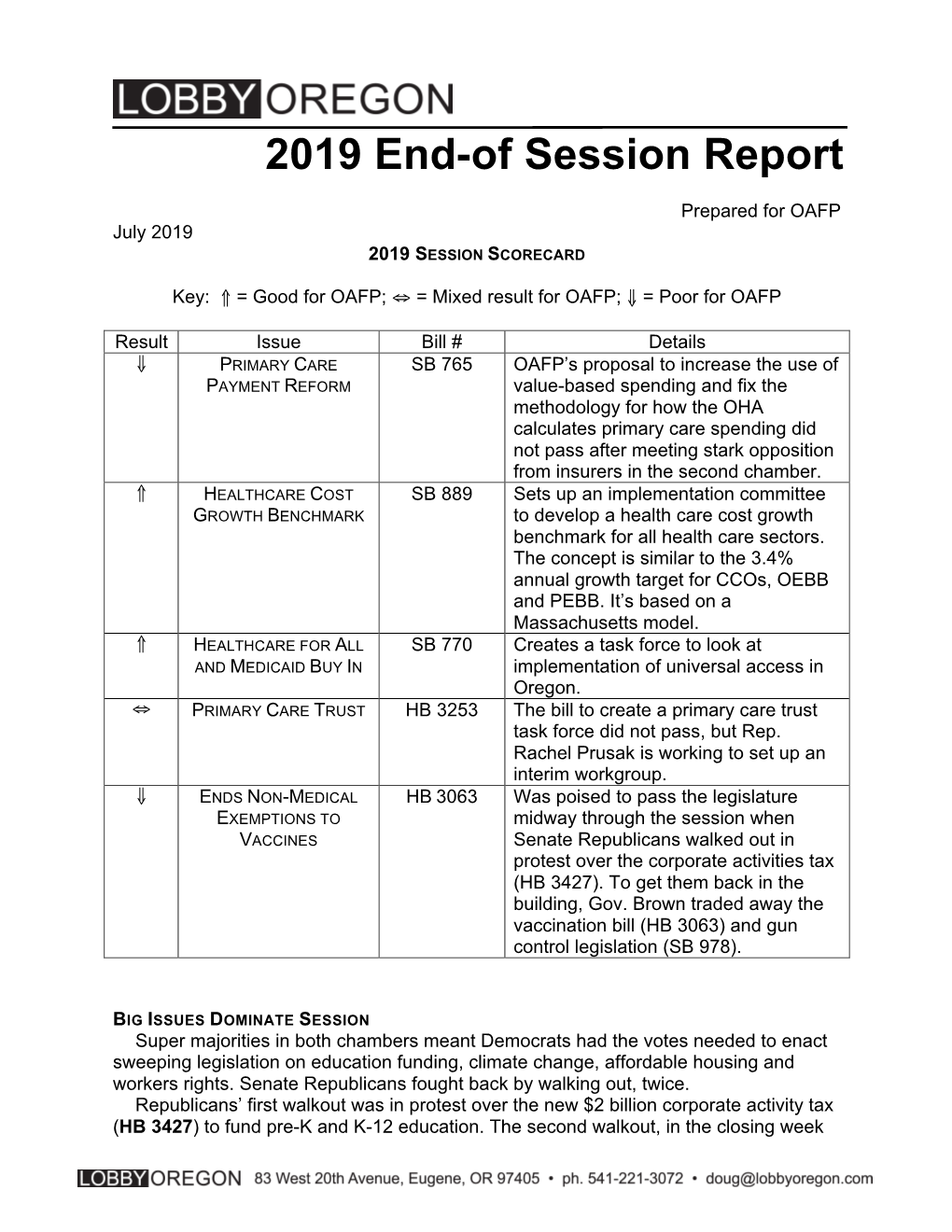 2019 End-Of Session Report