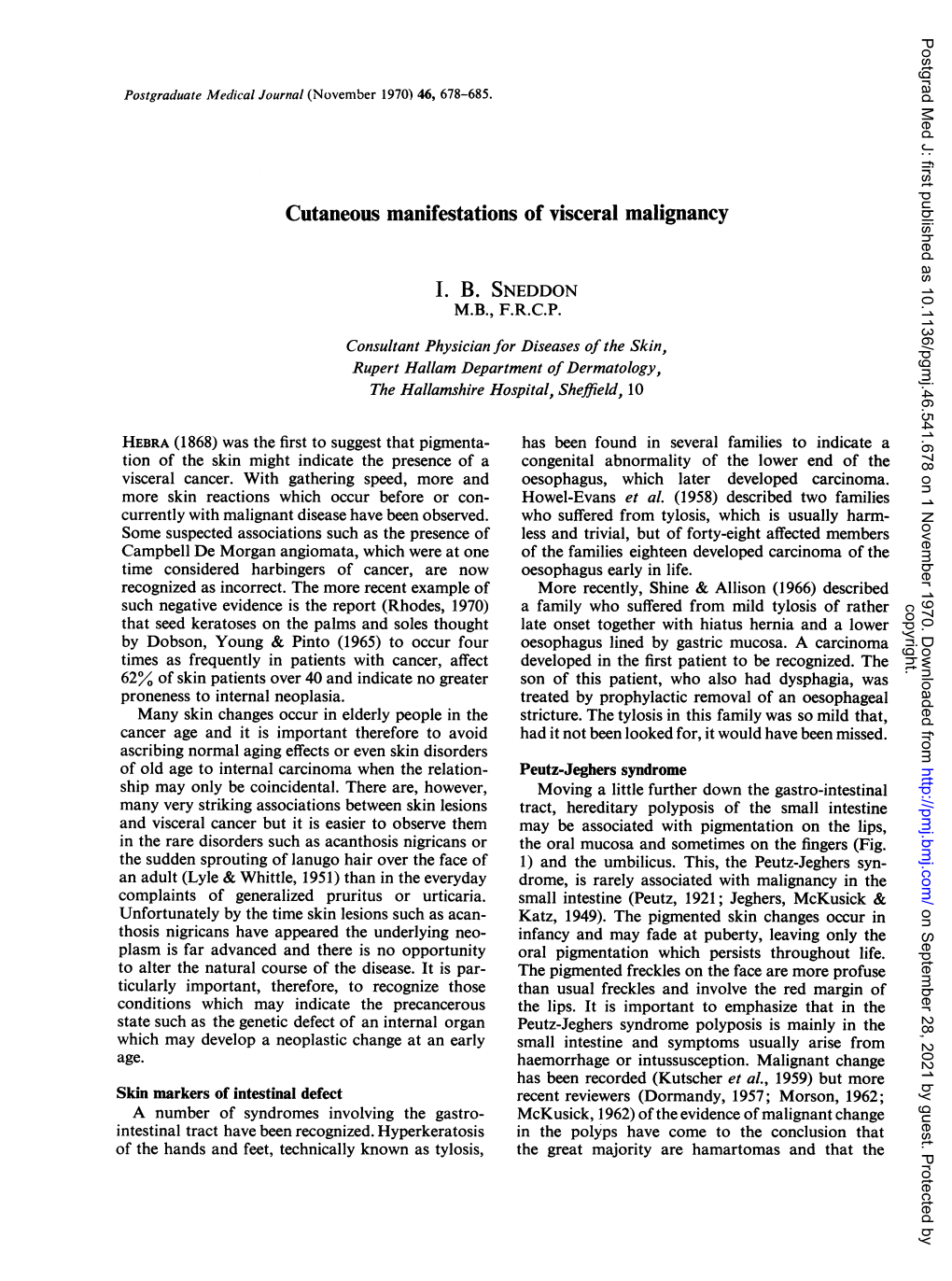 Cutaneous Manifestations of Visceral Malignancy