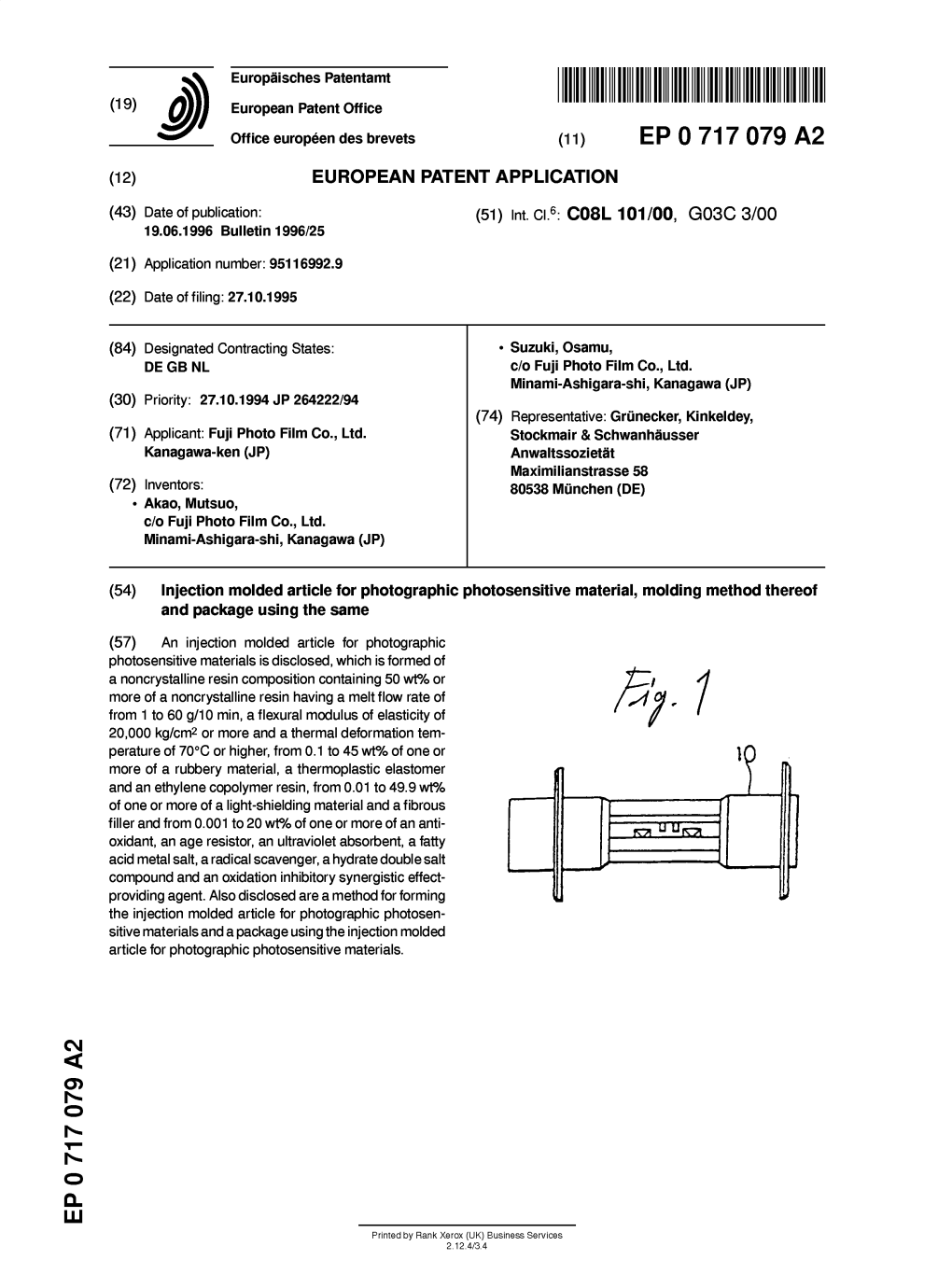 Injection Molded Article for Photographic Photosensitive Material, Molding Method Thereof and Package Using the Same