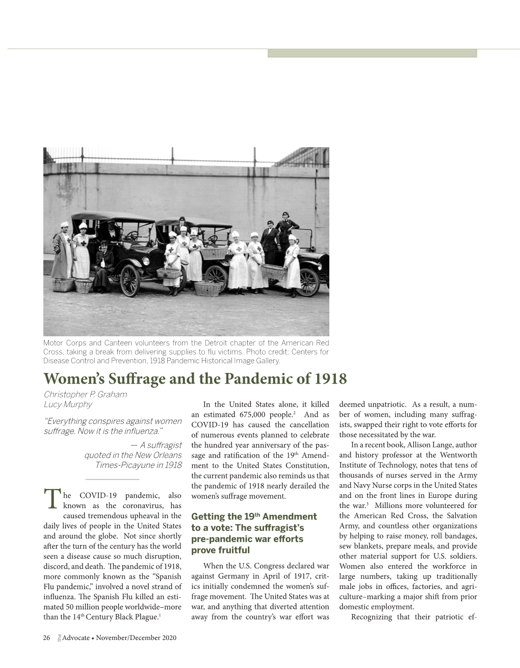 Women's Suffrage and the Pandemic of 1918
