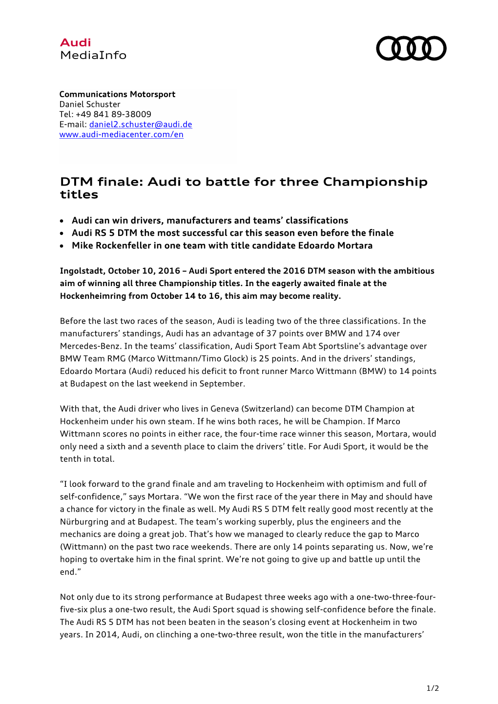 DTM Finale: Audi to Battle for Three Championship Titles
