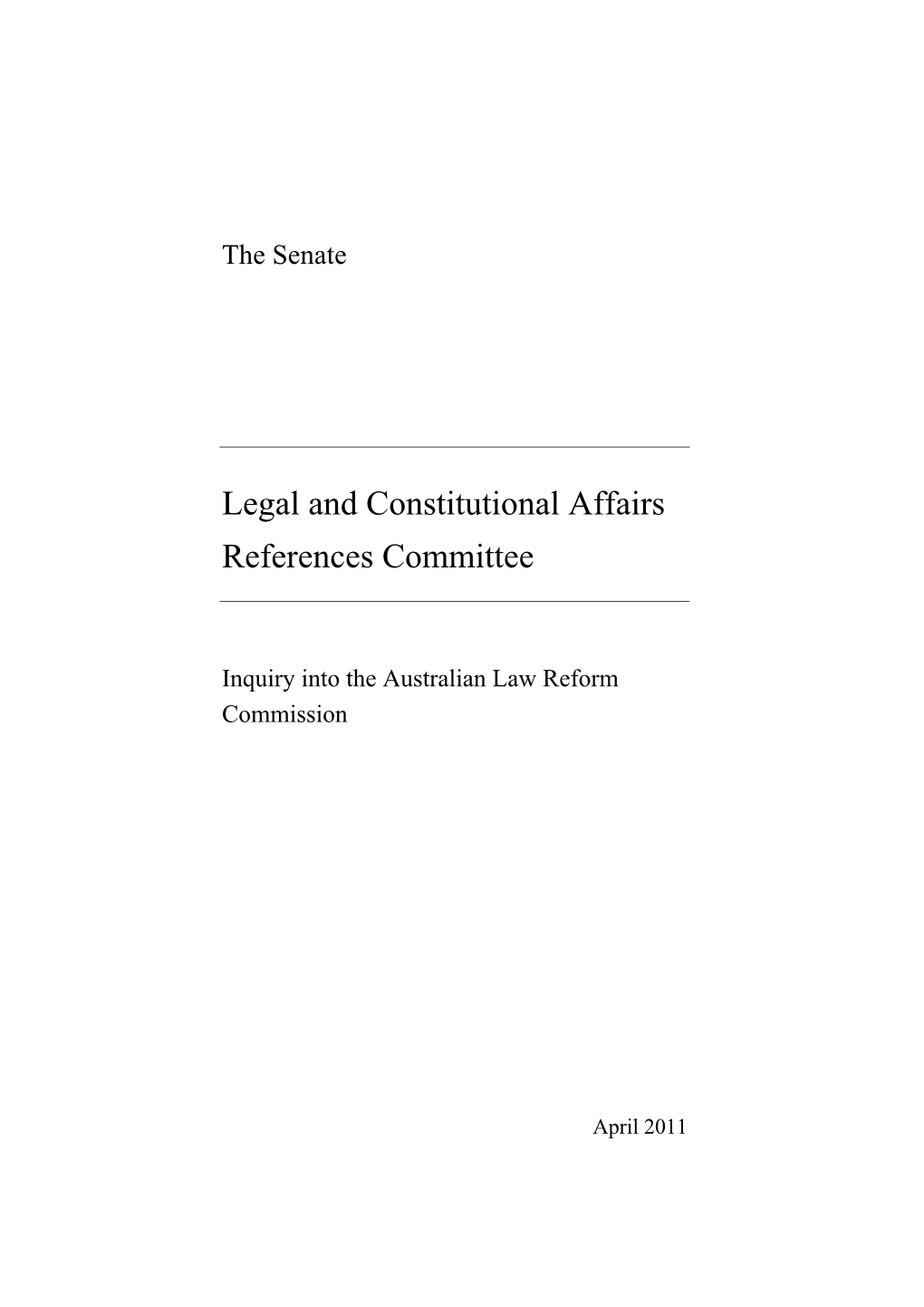 Report: Inquiry Into the Australian Law Reform Commission