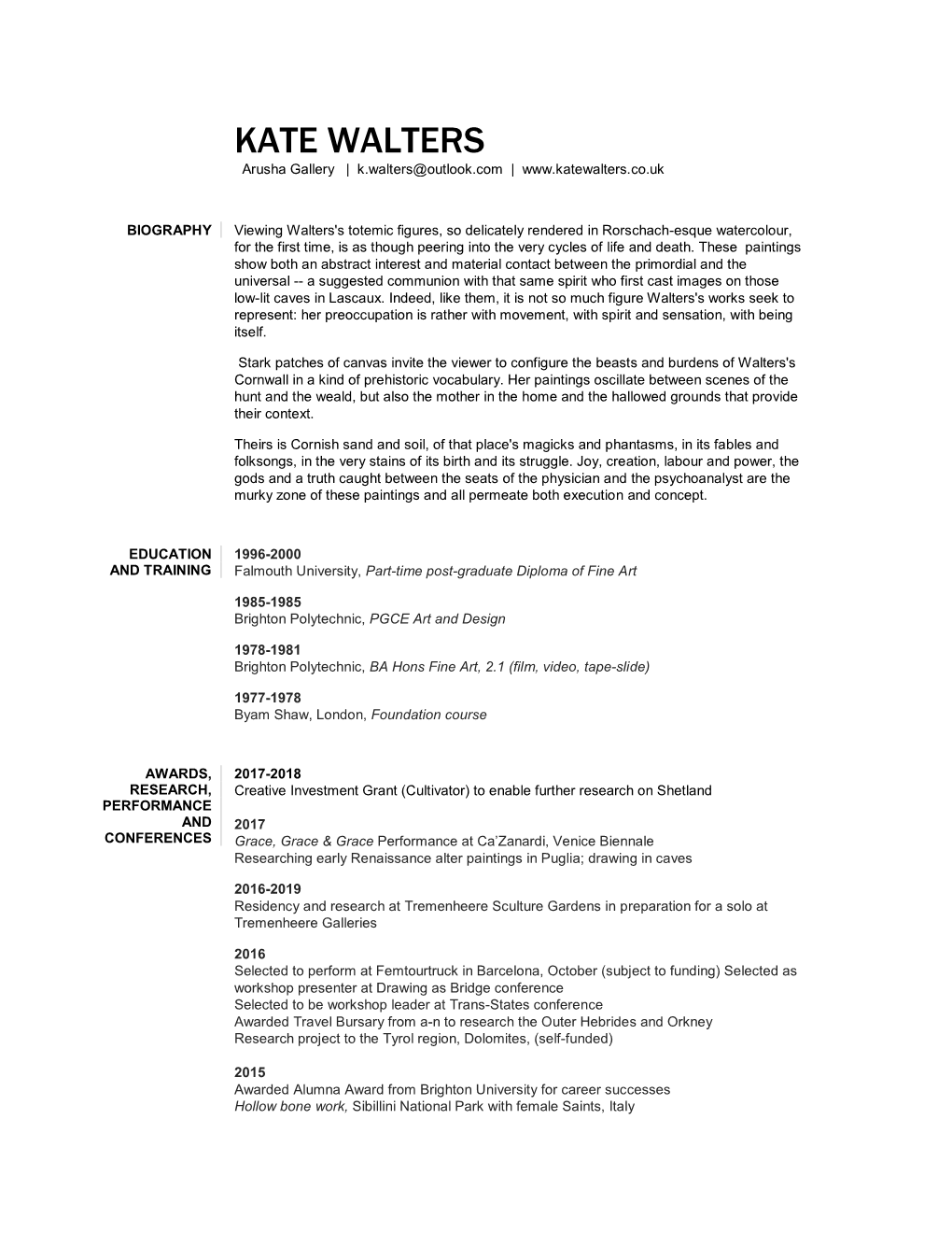 KATE WALTERS Arusha Gallery | K.Walters@Outlook.Com |