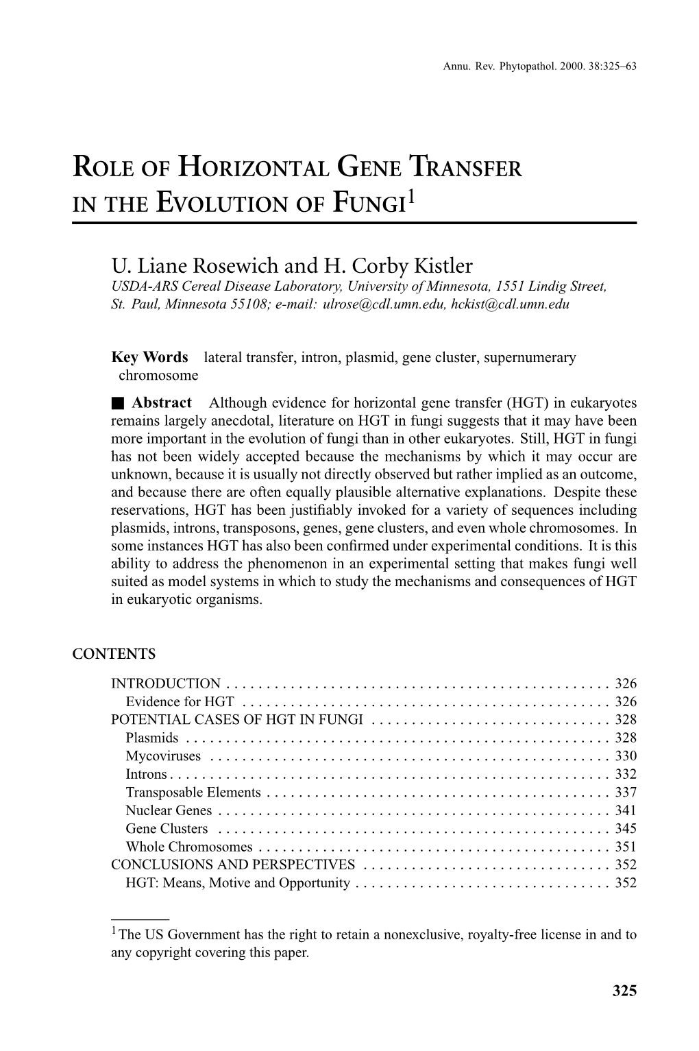 Role of Horizontal Gene Transfer in the Evolution of Fungi