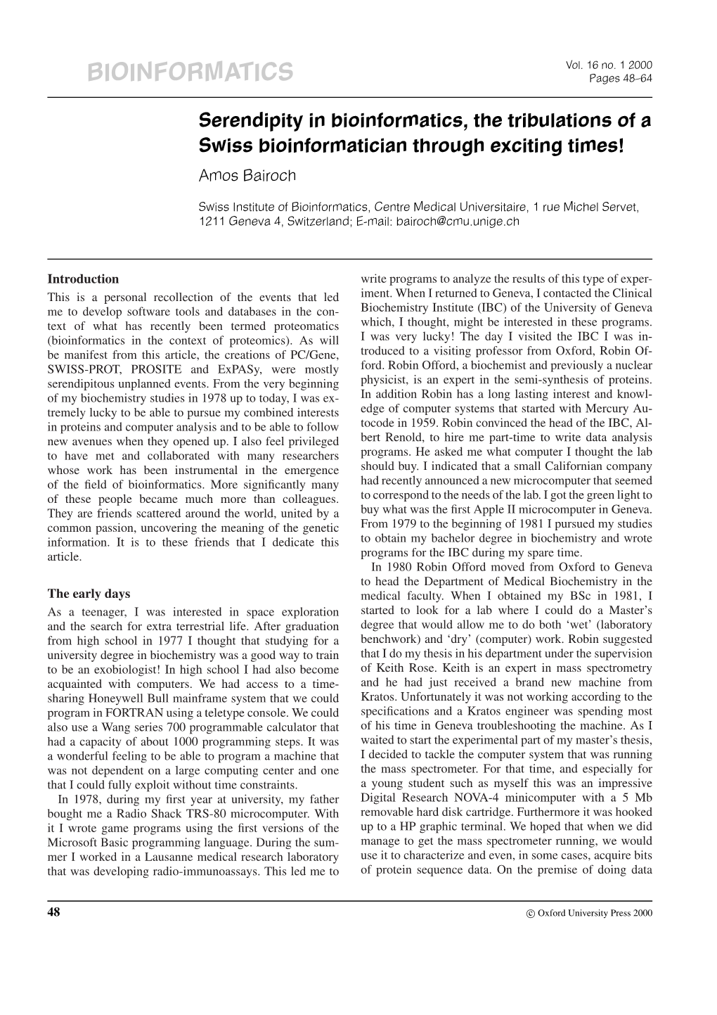 BIOINFORMATICS Pages 48–64