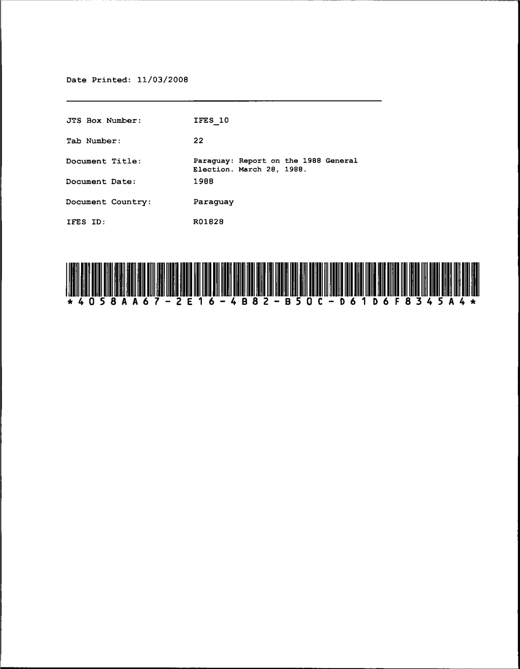 IFES 10 Tab Number