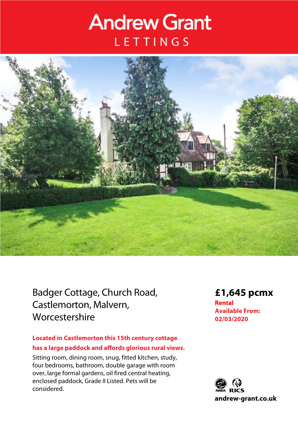 Badger Cottage, Church Road, Castlemorton, Malvern