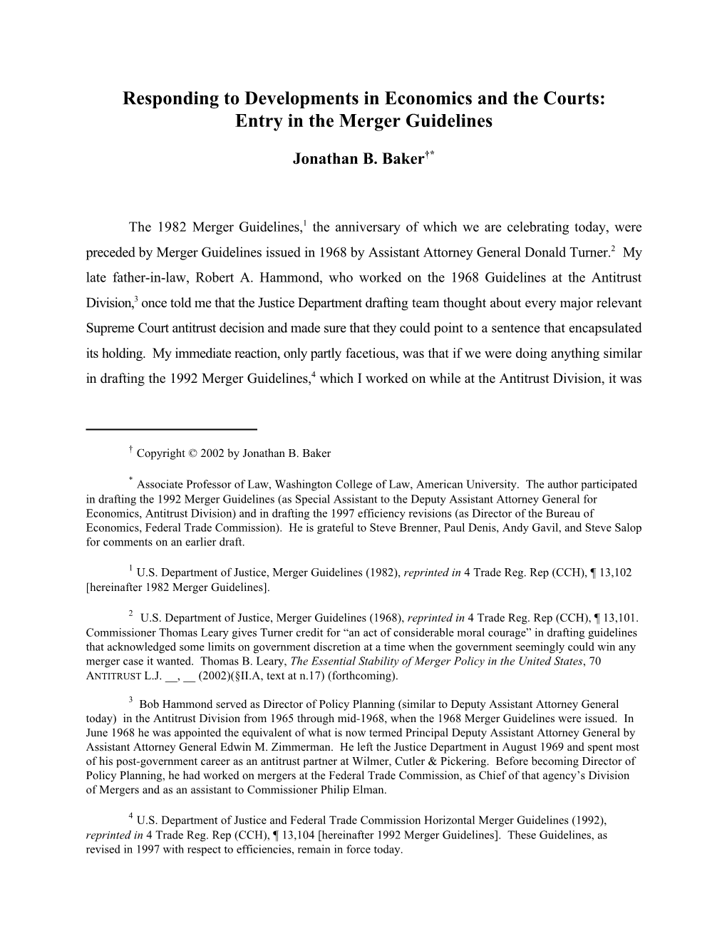 Entry in the Merger Guidelines