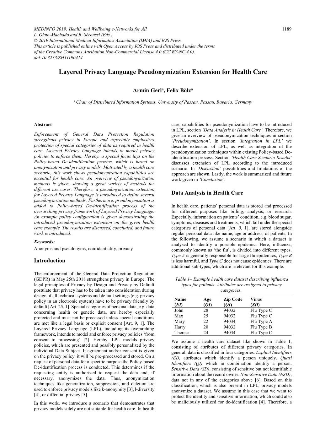 Layered Privacy Language Pseudonymization Extension for Health Care