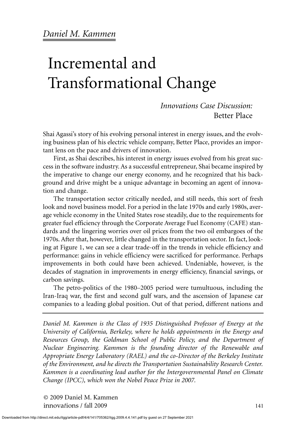 Incremental and Transformational Change