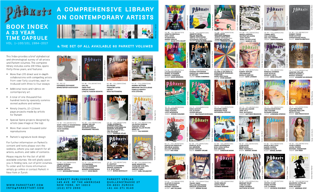 A Comprehensive Library on Contemporary Artists Book Index