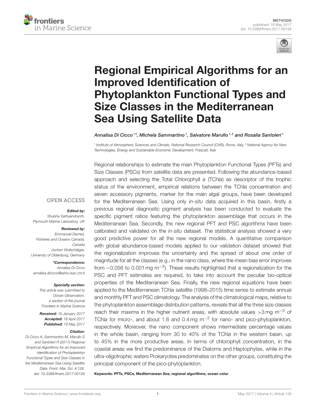 Regional Empirical Algorithms for an Improved Identification Of