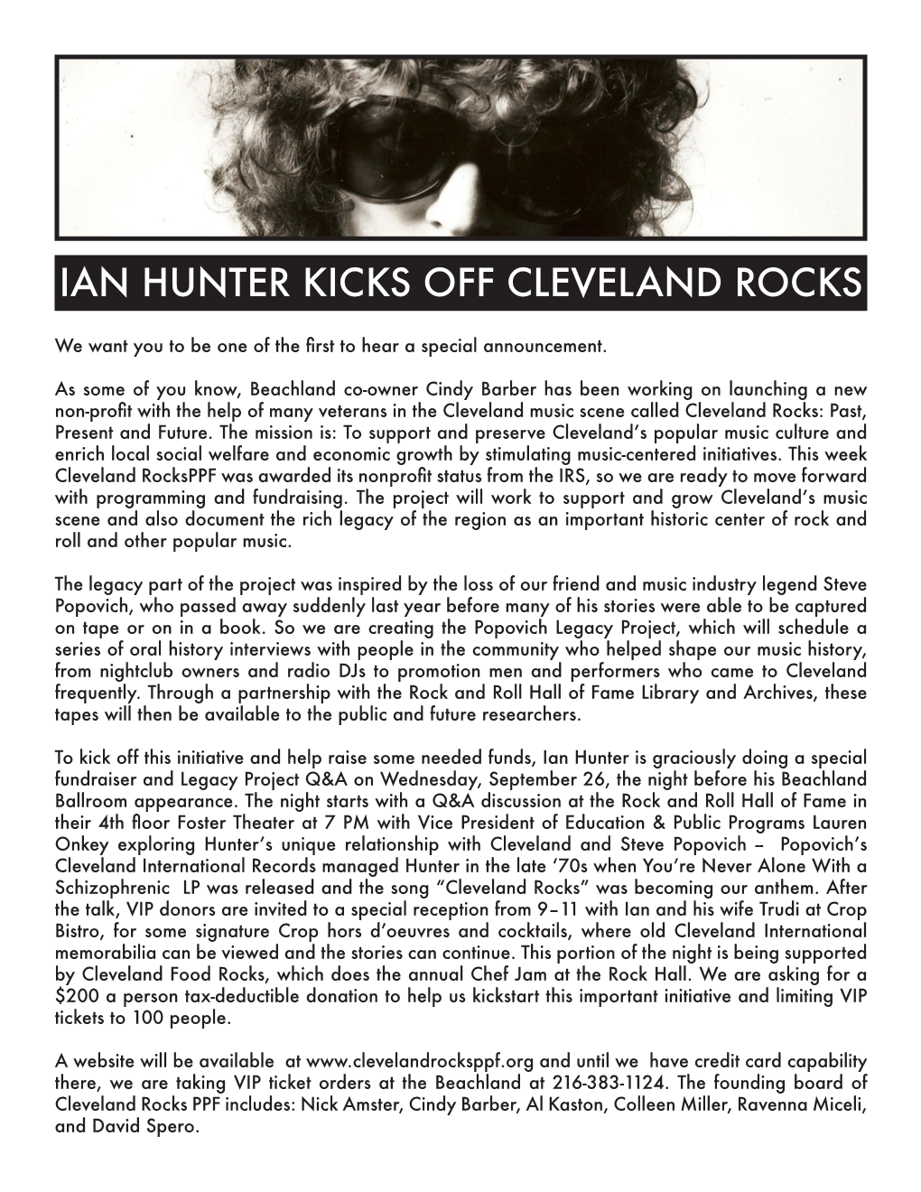 Ian Hunter Kicks Off Cleveland Rocks