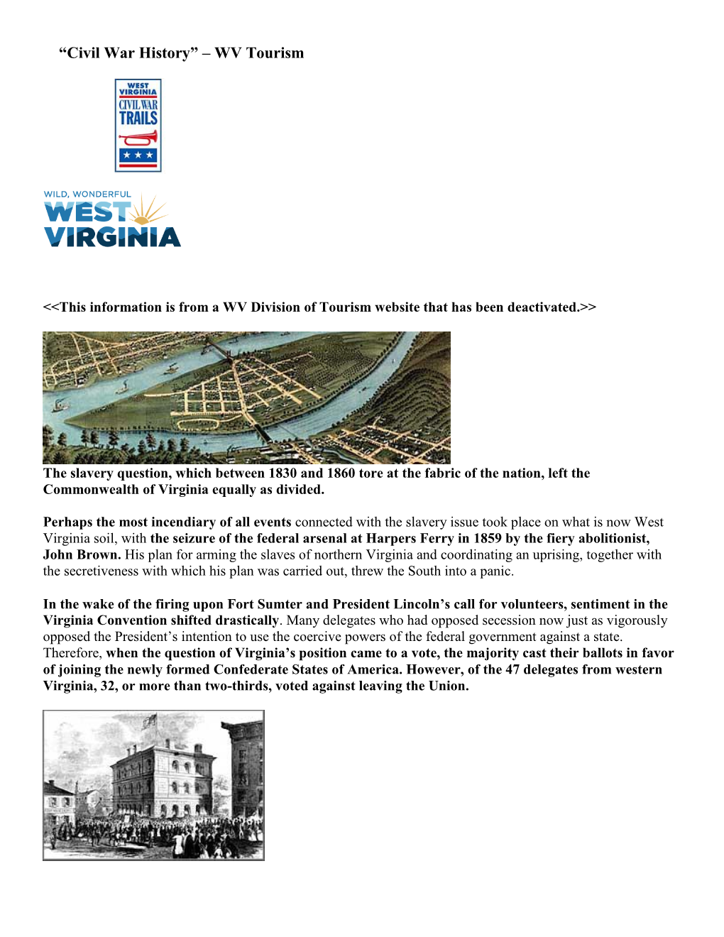 Civil War History” – WV Tourism