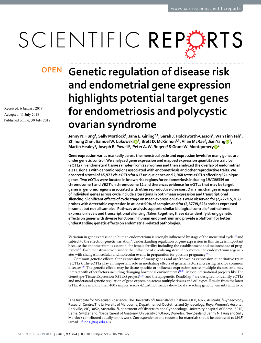 Genetic Regulation of Disease Risk and Endometrial Gene Expression